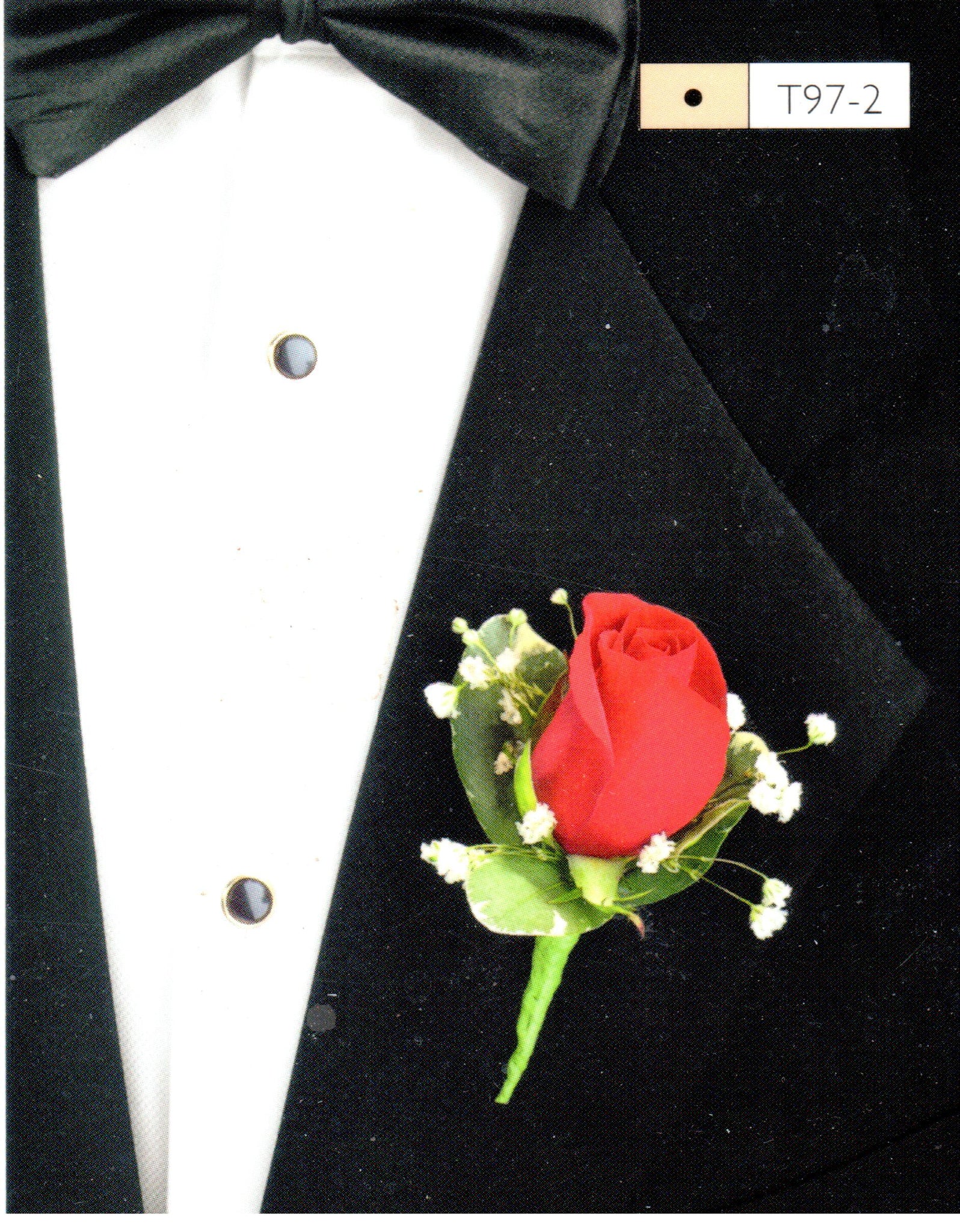 801 - Red Rose Boutonniere with Bayb's Breath